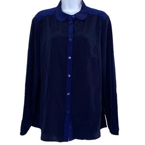 American Eagle Shirt Womens Size Large Blue & Black Button Down Collared